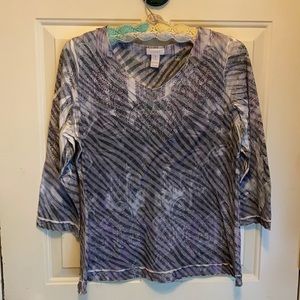 Chico’s subtle sequined 3/4 sleeve top